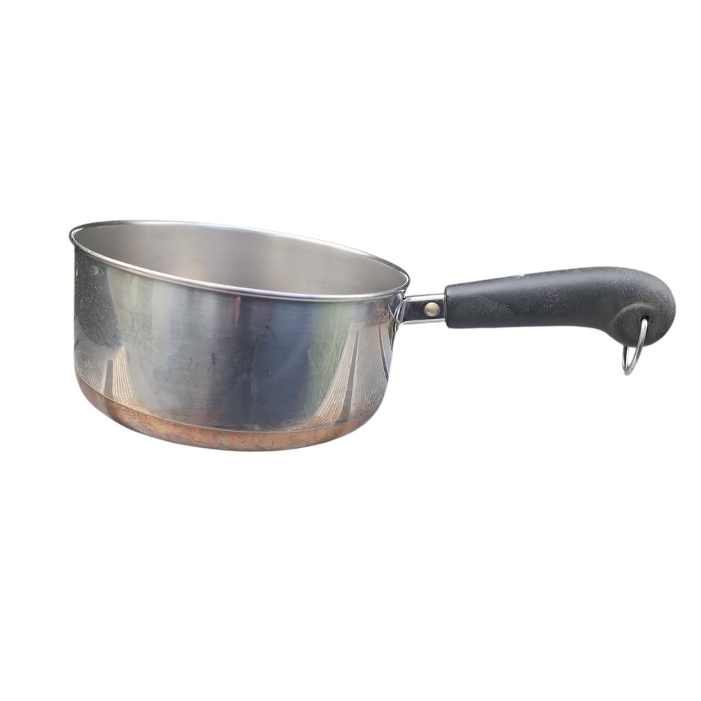Revere Ware Copper Bottom Saucepan Stainless Steel Pot 2 Qtwith Black Handle